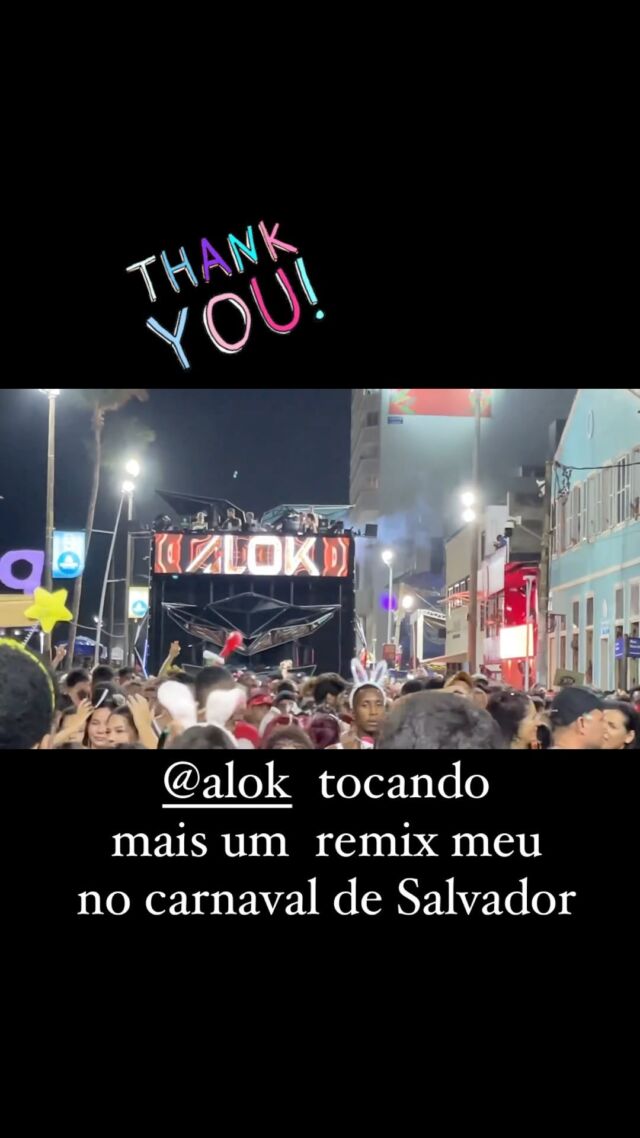 @alok  tocando  mais um  remix meu no carnaval de Salvador!!
Obrigado 🙏🏻 ALOK!!! 

#carnaval2024 #carnaval #remixfunk #remixnacional #alok